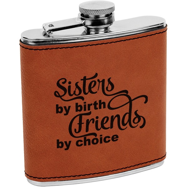 Custom Sister Quotes and Sayings Leatherette Wrapped Stainless Steel Flask