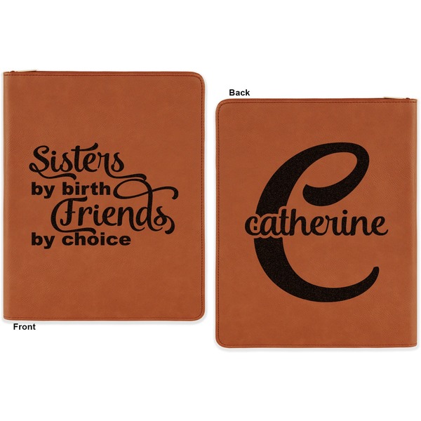 Sister Quotes and Sayings Cognac Leatherette Zipper Portfolios with Notepad - Double Sided - Apvl