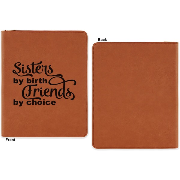 Sister Quotes and Sayings Cognac Leatherette Zipper Portfolios with Notepad - Single Sided - Apvl