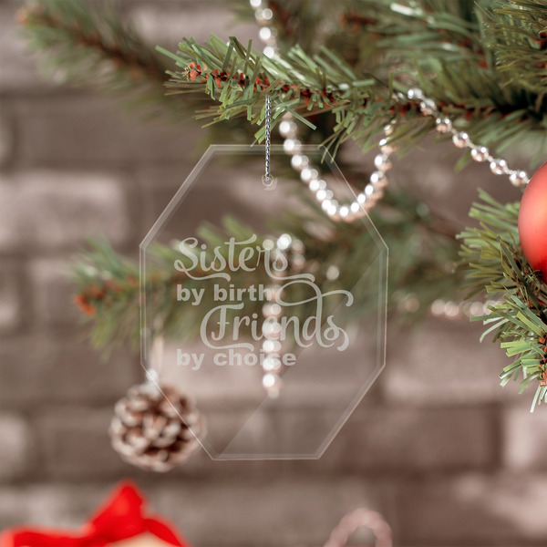 Sister Quotes and Sayings Engraved Glass Ornaments - Octagon (Lifestyle)