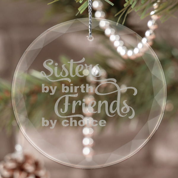 Custom Sister Quotes and Sayings Engraved Glass Ornament