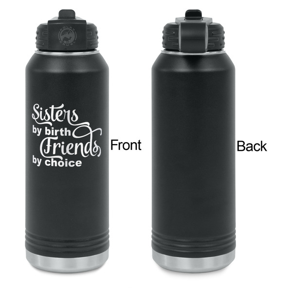 Sister Quotes and Sayings Laser Engraved Water Bottles - Front Engraving - Front & Back View