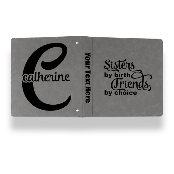 Sister Quotes and Sayings Leather Binder - 1" - Grey - Back Spine Front View