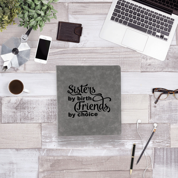 Sister Quotes and Sayings Leather Binder - 1" - Grey - Lifestyle View