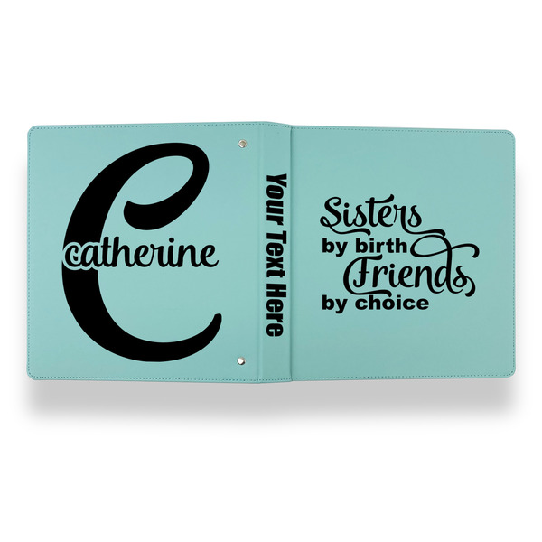 Sister Quotes and Sayings Leather Binder - 1" - Teal - Back Spine Front View