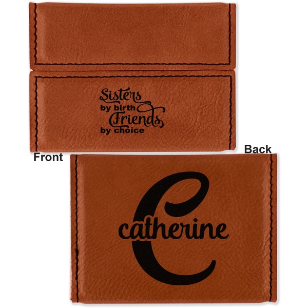 Sister Quotes and Sayings Leather Business Card Holder - Front Back