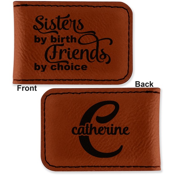Sister Quotes and Sayings Leatherette Magnetic Money Clip - Front and Back