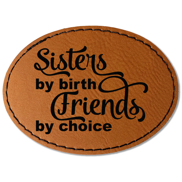 Custom Sister Quotes and Sayings Faux Leather Iron On Patch - Oval