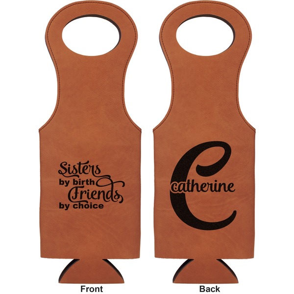 Sister Quotes and Sayings Leatherette Wine Tote Double Sided - Front and Back