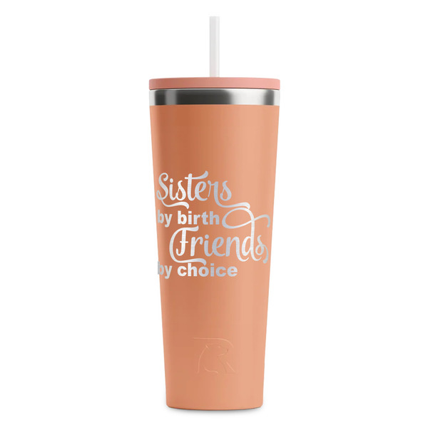 Custom Sister Quotes and Sayings RTIC Everyday Tumbler with Straw - 28oz - Peach - Double-Sided