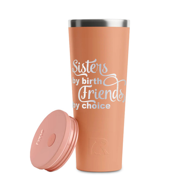 Sister Quotes and Sayings Peach RTIC Everyday Tumbler - 28 oz. - Lid Off