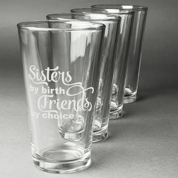 Custom Sister Quotes and Sayings Pint Glasses - Engraved (Set of 4)