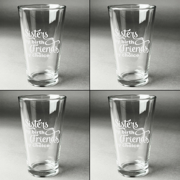 Sister Quotes and Sayings Set of Four Engraved Beer Glasses - Individual View