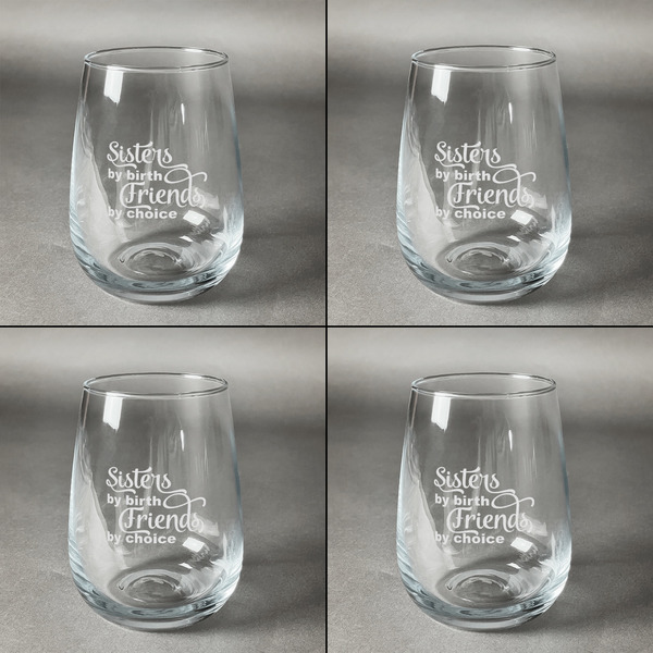 Sister Quotes and Sayings Set of Four Personalized Stemless Wineglasses (Approval)