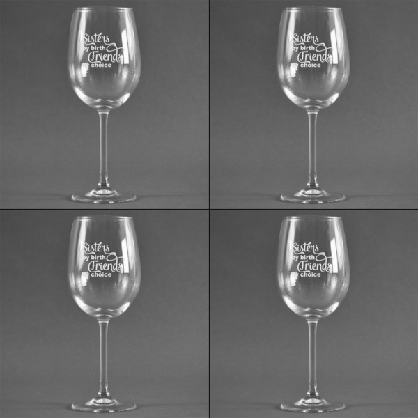 Sister Quotes and Sayings Set of Four Personalized Wineglasses (Approval)