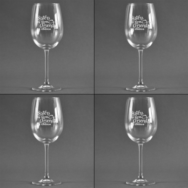 Sister Quotes and Sayings Set of Four Personalized Wineglasses (Approval)