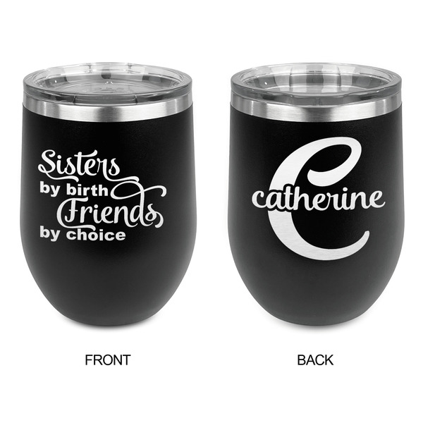 Sister Quotes and Sayings Stainless Wine Tumblers - Black - Double Sided - Approval