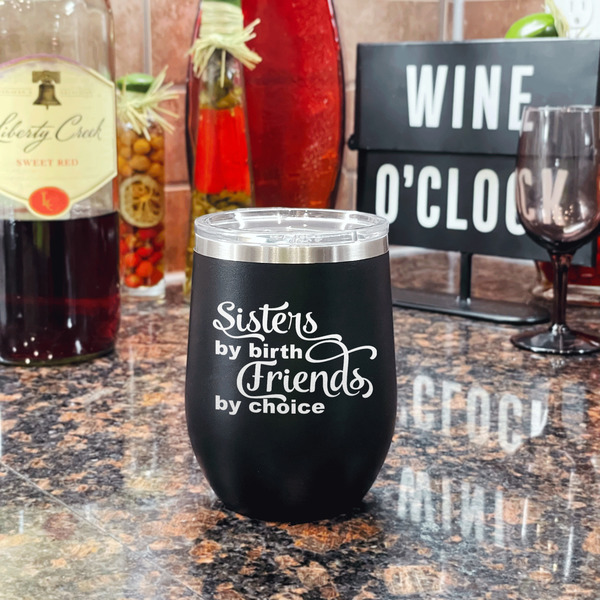 Sister Quotes and Sayings Stainless Wine Tumblers - Black - Double Sided - In Context