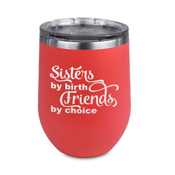 Sister Quotes and Sayings Stemless Stainless Steel Wine Tumbler - Coral - Double Sided