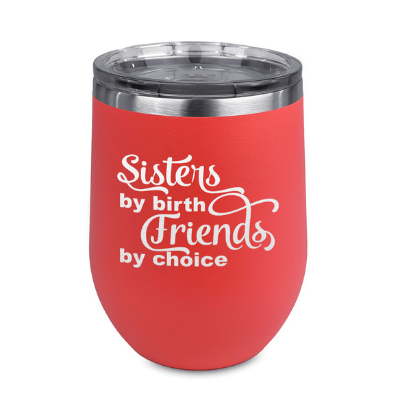 Custom Sister Quotes and Sayings Stemless Stainless Steel Wine Tumbler - Coral - Single Sided