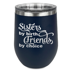 Sister Quotes and Sayings Stemless Stainless Steel Wine Tumbler - Navy - Double Sided