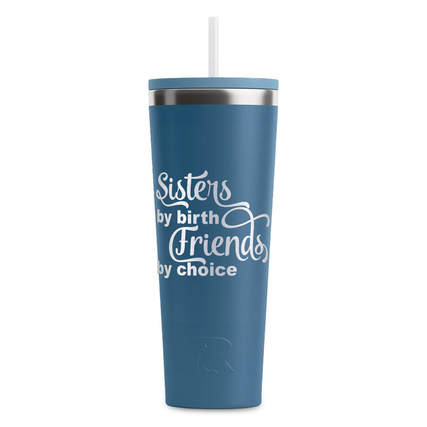 Custom Sister Quotes and Sayings RTIC Everyday Tumbler with Straw - 28oz - Steel Blue - Double-Sided