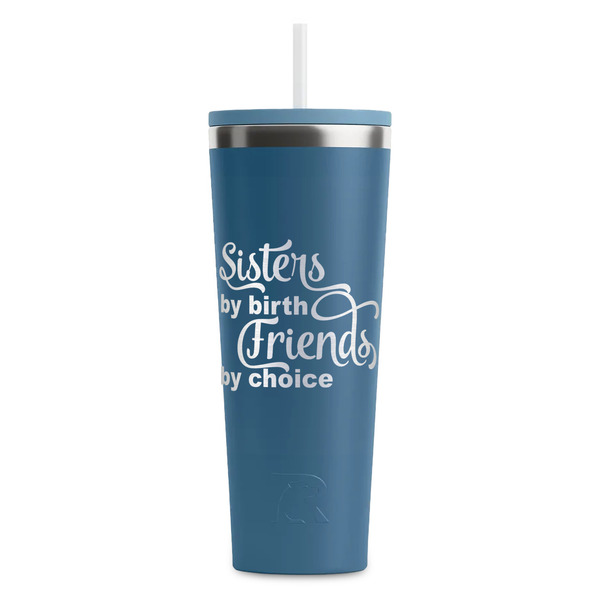 Custom Sister Quotes and Sayings RTIC Everyday Tumbler with Straw - 28oz - Steel Blue - Single-Sided
