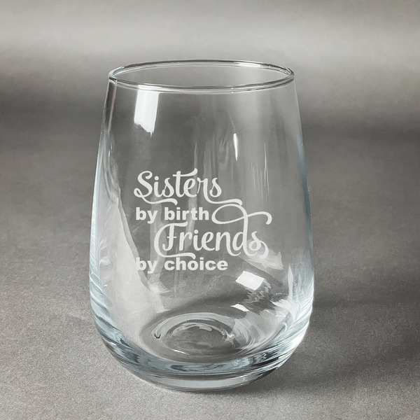 Custom Sister Quotes and Sayings Stemless Wine Glass - Engraved