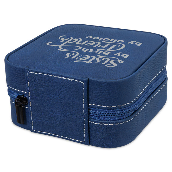 Sister Quotes and Sayings Travel Jewelry Boxes - Leather - Navy Blue - View from Rear