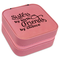 Sister Quotes and Sayings Travel Jewelry Boxes - Pink Leather