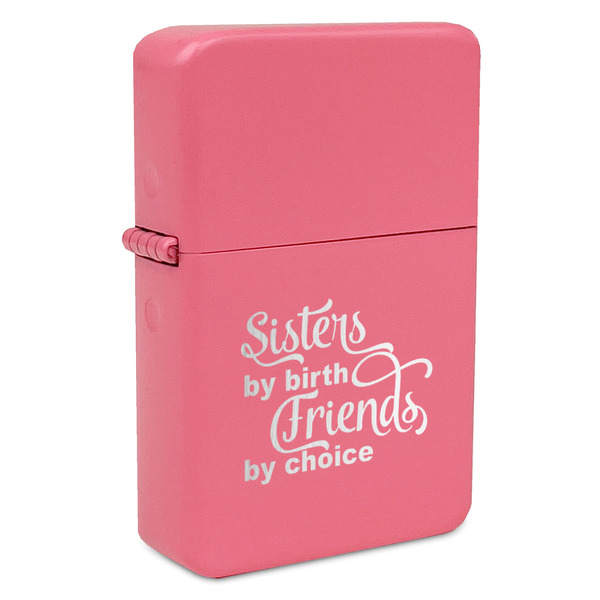 Custom Sister Quotes and Sayings Windproof Lighter - Pink - Single Sided & Lid Engraved