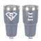 Super Hero Letters 30 oz Stainless Steel Ringneck Tumbler - Grey - Double Sided - Front & Back