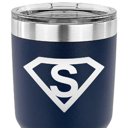 Super Hero Letters 30 oz Stainless Steel Tumbler - Navy - Double Sided (Personalized)