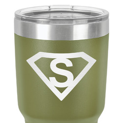 Super Hero Letters 30 oz Stainless Steel Tumbler - Olive - Double-Sided (Personalized)