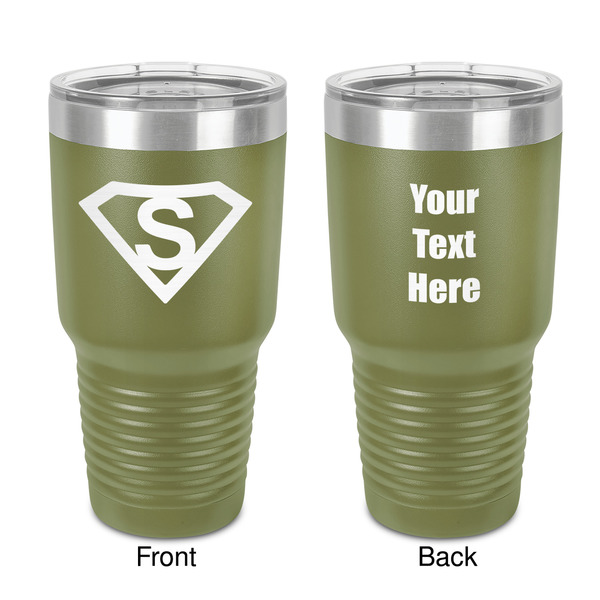 Custom Super Hero Letters 30 oz Stainless Steel Tumbler - Olive - Double-Sided (Personalized)