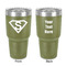 Super Hero Letters 30 oz Stainless Steel Ringneck Tumbler - Olive - Double Sided - Front & Back
