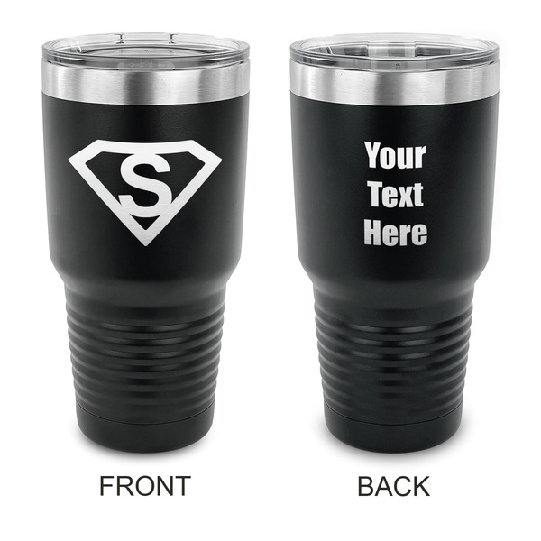 Custom Super Hero Letters 30 oz Stainless Steel Tumbler - Black - Double Sided (Personalized)