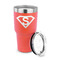 Super Hero Letters 30 oz Stainless Steel Ringneck Tumblers - Coral - LID OFF