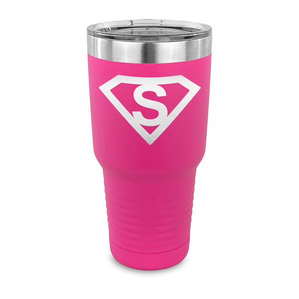 Custom Super Hero Letters 30 oz Stainless Steel Tumbler - Pink - Single Sided