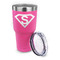 Super Hero Letters 30 oz Stainless Steel Ringneck Tumblers - Pink - LID OFF