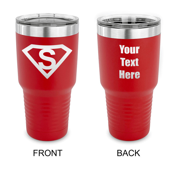 Custom Super Hero Letters 30 oz Stainless Steel Tumbler - Red - Double Sided (Personalized)