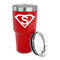 Super Hero Letters 30 oz Stainless Steel Ringneck Tumblers - Red - LID OFF
