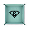 Super Hero Letters 6" x 6" Teal Leatherette Snap Up Tray - FOLDED UP