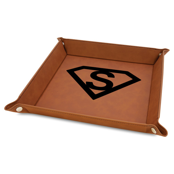 Custom Super Hero Letters 9" x 9" Leather Valet Tray w/ Initial