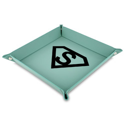 Super Hero Letters 9" x 9" Teal Faux Leather Valet Tray
