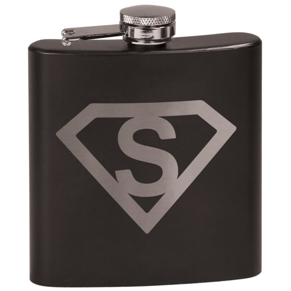 Custom Super Hero Letters Black Flask Set