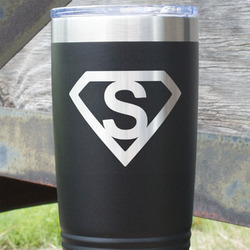 Super Hero Letters 20 oz Stainless Steel Tumbler - Black - Single Sided
