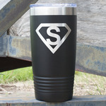 Super Hero Letters 20 oz Stainless Steel Tumbler - Black - Double Sided (Personalized)