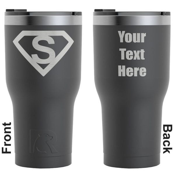 Custom Super Hero Letters RTIC Tumbler - Black - Engraved Front & Back (Personalized)