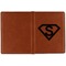 Super Hero Letters Cognac Leather Passport Holder Outside Single Sided - Apvl